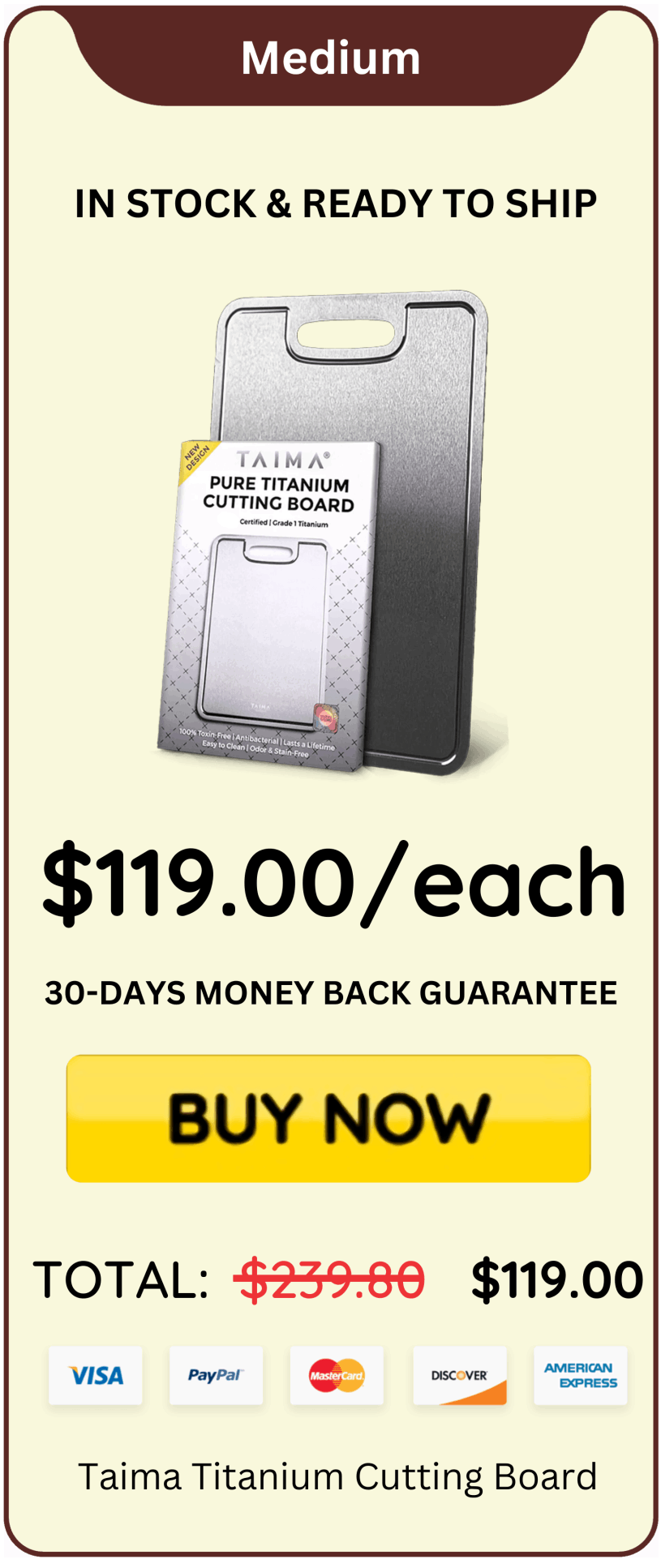 Taima Titanium Cutting Board offer price 